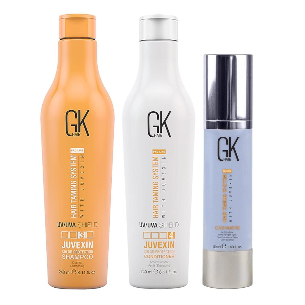 image:imageGlobal Keratin GK HAIR Shield Shampoo and Conditioner Duo 240ml 811 fl oz  Cashmere Hair Smoothing Cream 50ml 169 fl oz