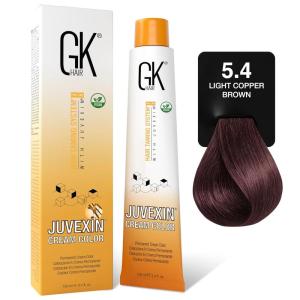 GK HAIR Color Cream 6.4 Dark Copper Blonde–100% Grey Coverage| Semi, Demi-Permanent Results|8–10 Vol-Semi|20-30-40 Vol-Permanent– Professional Salon Quality Hair Dye – For Women & Men 3.4 Oz(Light Copper Brown 5.4)
