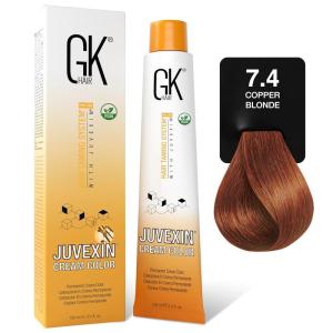 GK HAIR Color Cream 7.4 Copper Blonde–100% Grey Coverage |Semi, Demi-Permanent Results|8–10 Vol-Semi|20-30-40 Vol-Permanent– Professional Salon Quality Hair Dye – For Women & Men 3.4 Oz(Copper Blonde 7.4)