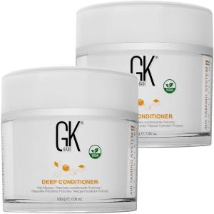 GK HAIR Global Keratin Deep Conditioner Masque Pack of 2 (7.05 Fl Oz/200 g) Intense Hydrating Repair Treatment Mask for Dry Damaged Color Treated Frizzy Hair Restoration Formula with JOJOBA Seed Oils(7.05 Fl Oz (Pack of 2))
