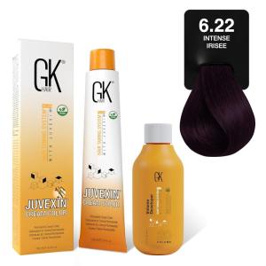 GK HAIR Global Keratin Irisee 4.2 Brown Hair Color Cream Tube (3.4 Fl Oz/100ml) + 20 Volume Developer (5 Fl Oz/150ml) – Professional Permanent Long Lasting Toner Dye(Irisee – 6.22 Intense)