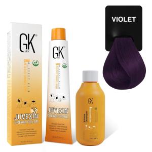 GK HAIR Global Keratin Mixtones Red Hair Color Cream Tube (3.4 Fl Oz/100ml) + 20 Volume Developer (5 Fl Oz/150ml) – Professional Permanent Long Lasting Toner Dye(Mixtones – Violet)