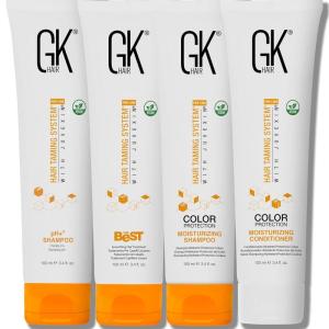 GK HAIR Global Keratin Professional Brazilian Keratin Hair Treatment Kit (100ml/3.4 Fl. Oz.) With PH shampoo- The Best Smoothing & Strengthening to make Hair Healthy – Formaldehyde free, Sulfate-free(3.4 Fl Oz (Treatment Kit))