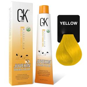 GK HAIR Global Keratin Professional Hair Color Cream Tube (3.4 Fl Oz/100ml) Nourishing & Cleansing Colors for Styling High Performance Long Lasting Permanent Natural Toner Dye(Mixtones – Yellow)