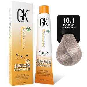GK HAIR Global Keratin Professional Hair Color Cream Tube (3.4 Fl Oz/100ml) Nourishing & Cleansing Colors for Styling High Performance Long Lasting Permanent Natural Toner Dye(10.1 Platinium Full Blonde)