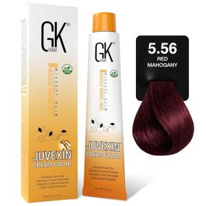 GK HAIR Global Keratin Professional Hair Color Cream Tube (3.4 Fl Oz/100ml) Nourishing & Cleansing Colors for Styling High Performance Long Lasting Permanent Natural Toner Dye(Mahogany – 5.56 Red)