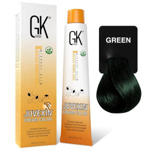 GK HAIR Global Keratin Professional Hair Color Cream Tube (3.4 Fl Oz/100ml) Nourishing & Cleansing Colors for Styling High Performance Long Lasting Permanent Natural Toner Dye(Mixtones – Green)