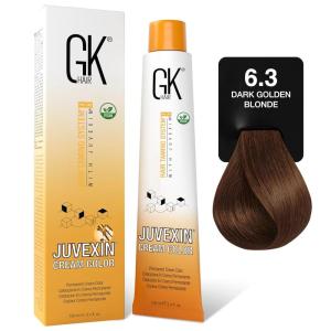 GK HAIR Global Keratin Professional Hair Color Cream Tube (3.4 Fl Oz/100ml) Nourishing & Cleansing Colors for Styling High Performance Long Lasting Permanent Natural Toner Dye(Goldens – 6.3 Dark Golden Blonde)