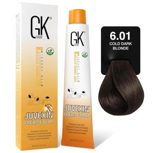 GK HAIR Global Keratin Professional Hair Color Cream Tube (3.4 Fl Oz/100ml) Nourishing & Cleansing Colors for Styling High Performance Long Lasting Permanent Natural Toner Dye(Cold Naturals – 6.01 Cold Dark Blonde)