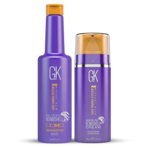 GK HAIR Global Keratin Purple Shampoo/Toner Silver Bombshell 280ml I Leave In Bombshell Cream (100ml/ 3.4 fl. oz)