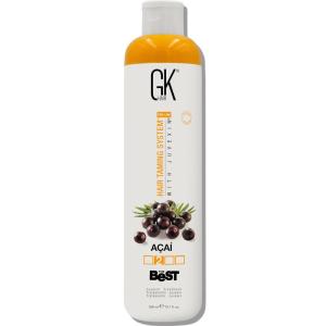 GK HAIR Global Keratin The Best ACAI (33.8 Fl Oz/1000ml) Smoothing Keratin Hair Treatment – Professional Brazilian Complex Blowout Straightening For Silky Smooth & Frizz Free Hair(ACAI 300ml)