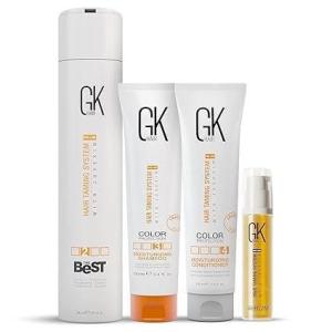 GK HAIR Global Keratin The Best Professional Hair (300ml/10.1 Fl Oz) I Organic Argan Oil Hair Serum 10ml I Moisturizing Shampoo and Conditioner Set 100ml