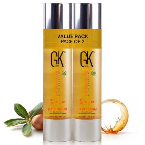 GK HAIR Oil- Argan Oil Hair Serum For Frizzy And Damaged Hair- Perfect For Keratin,Frizzy, Curly, Dry & Damaged ends-Adds Shine and Smooths,Paraben,Phthalate and Sulfate Free (3.4 oz)(Pack of 2 – 1.69 Fl Oz (50ml))