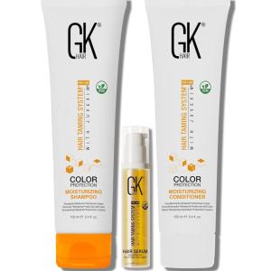 GK HAIR Travel Size Shampoo Conditioner set | Curly Hair Shampoo & Conditioner For Color Protection | Made with Aloe vera, Parki Butter | Free of Parabens Phthalates Sulfate Free 3.4 Fl Oz(Serum-10ml+MoisDUO)