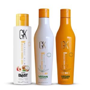 GK HAIR Vegan Shampoo Conditioner Duo 8.11 fl oz with The Best Coco 3.4 fl oz – Hydrating, Color-Safe Hair Care Set for Moisture, Shine, and Frizz Control Ideal Kit