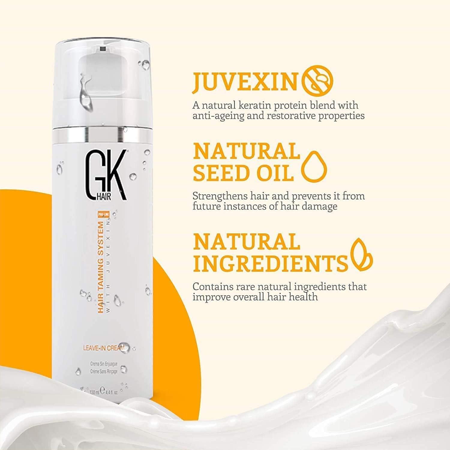 image:imageGK HAIR Global Keratin 3 Piece Set ThermalStyleHer 100ml34oz Leavein Conditioner Cream130ml Serum10ml for revitalize straight wavy curly coiled and tightly coiled hairs