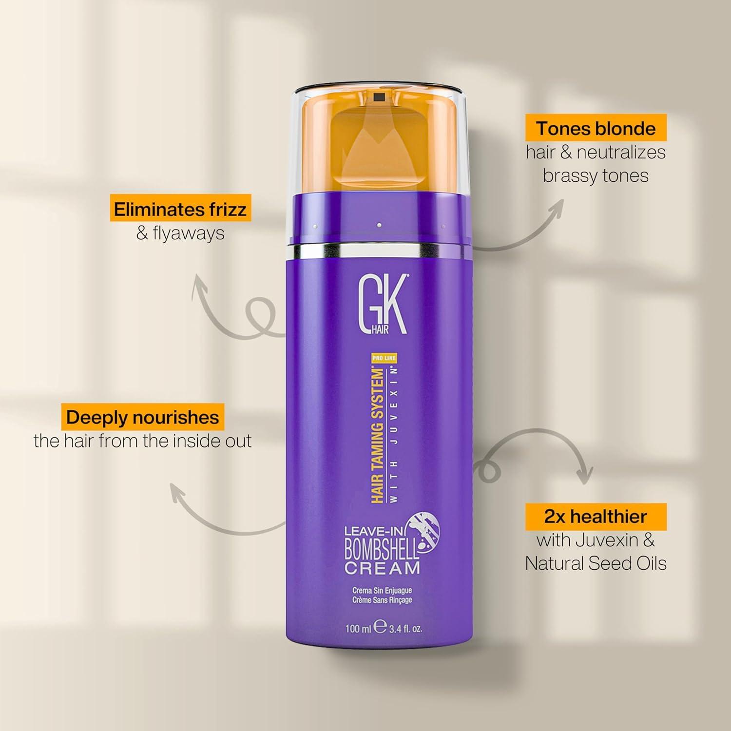 image:imageGK HAIR Global Keratin Leave In Bombshell Cream 100ml 34 fl oz Blonde Hair Smoothing Cream and Ultra Blonde Bombshell Masque 200g75oz Toning Color Pigments