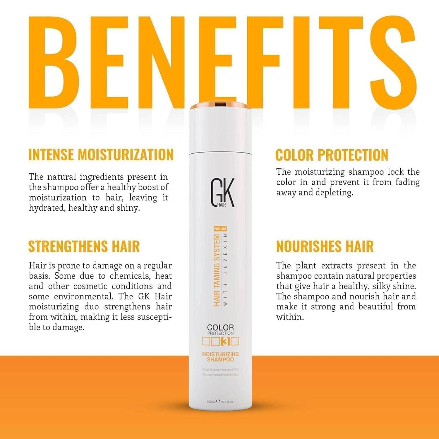 image:imageGK HAIR Global Keratin Moisturizing Shampoo 300ml and Serum 50ml with CurlsDefineHer 34 fl oz for dry frizzy unmanageable and chemically processed hair