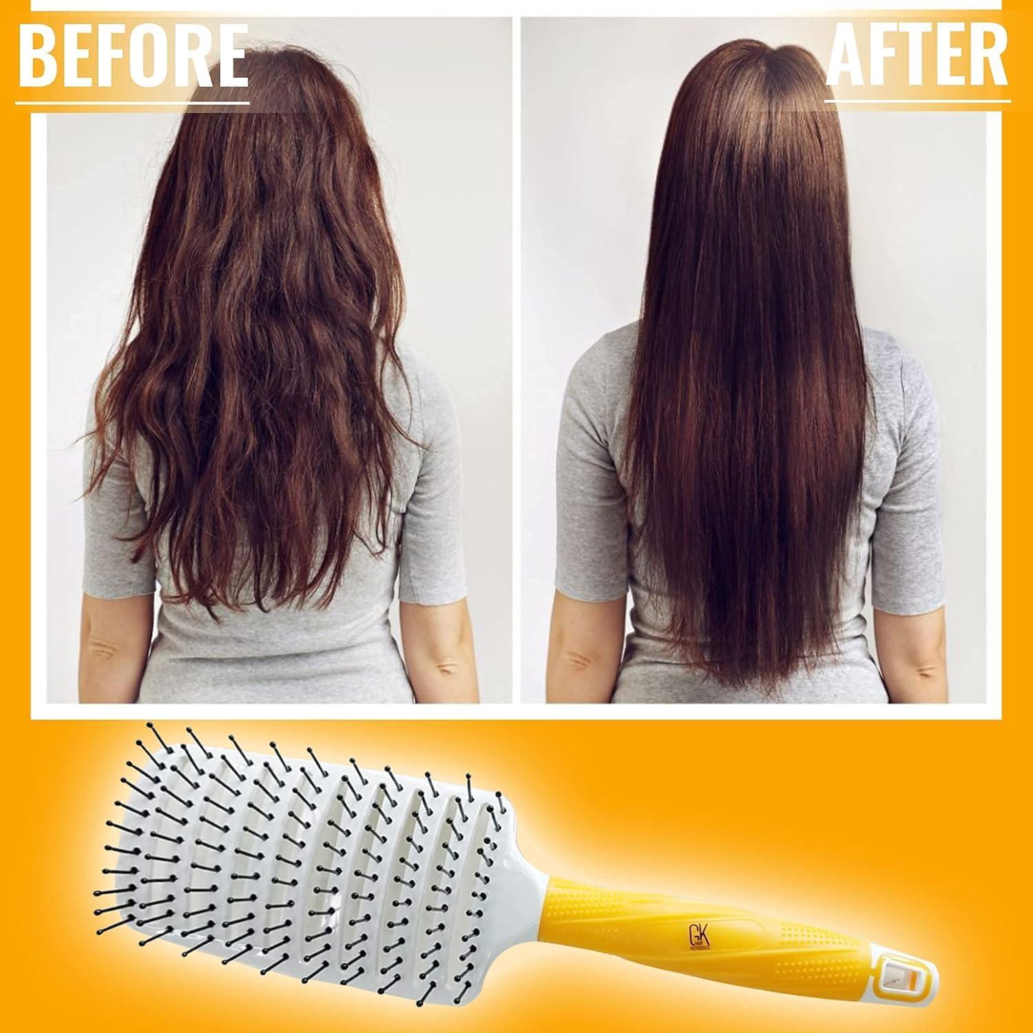 image:imageGK HAIR Global Keratin Professional Curved Vented Brush 25 Inch for Blow Drying Styling Detangling Vent Brush with Pin Bristles amp Non Slip Grip for Long Curly Tangled Straight amp Thick Hair UnisexVent Brush 3 Inch