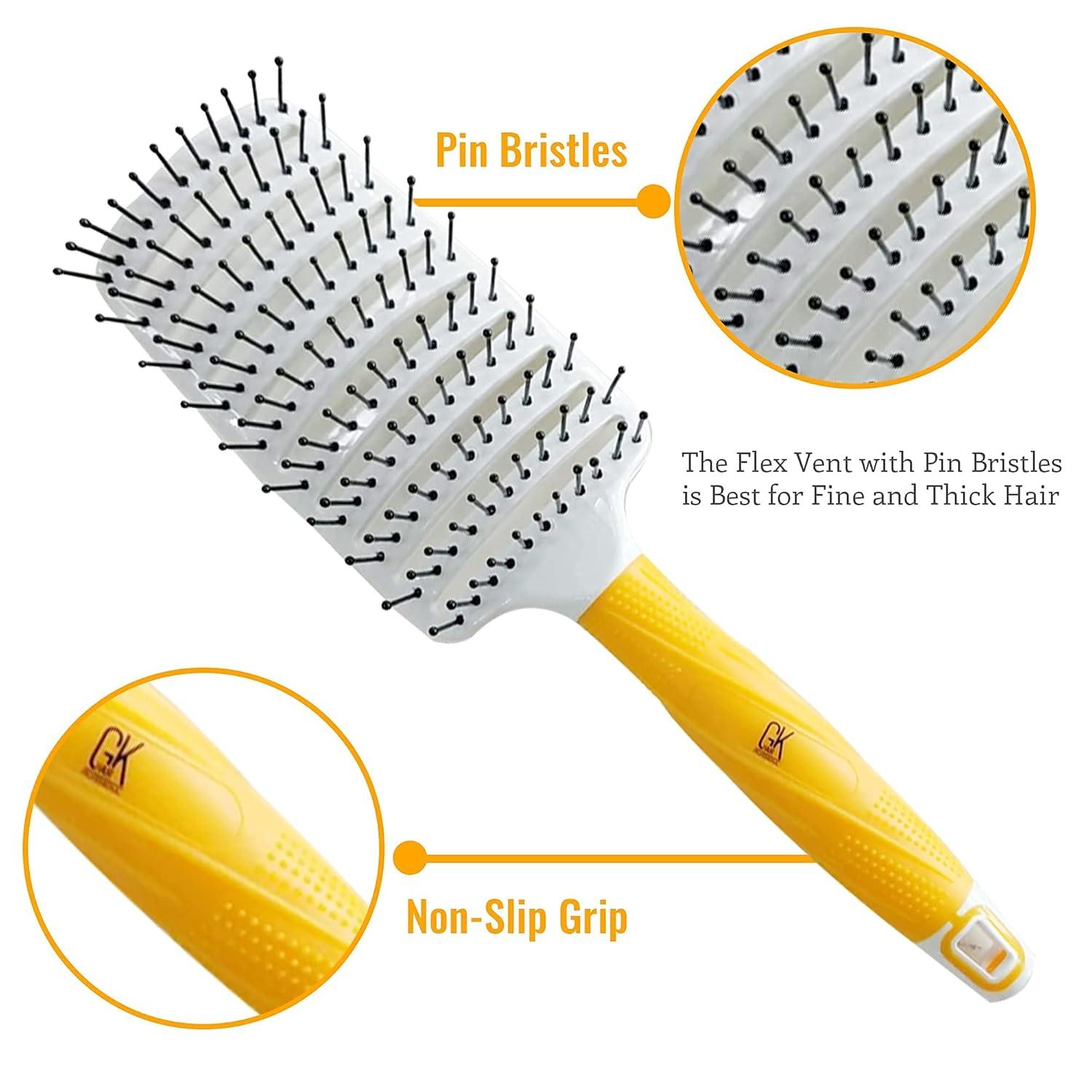 image:imageGK HAIR Global Keratin Professional Curved Vented Brush 25 Inch for Blow Drying Styling Detangling Vent Brush with Pin Bristles amp Non Slip Grip for Long Curly Tangled Straight amp Thick Hair UnisexVent Brush 3 Inch