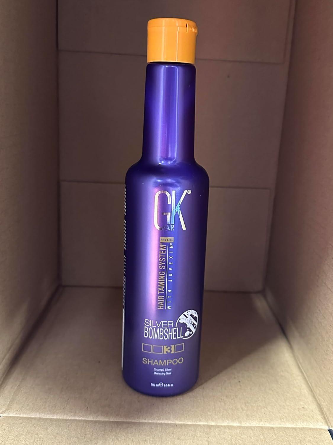 image:imageGK HAIR Global Keratin Silver Bombshell Shampoo 280ml and Leave In Bombshell Cream 100ml Set for Blonde hairs removes yellow brassy tone