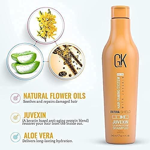 image:imageGK HAIR Global Keratin UV Color Shield Shampoo 240 ml Deep Cleansing Color amp Sun Heat Protection For Color Treated Dry Damage Frizzy Hair Sulfate Free Shampoo