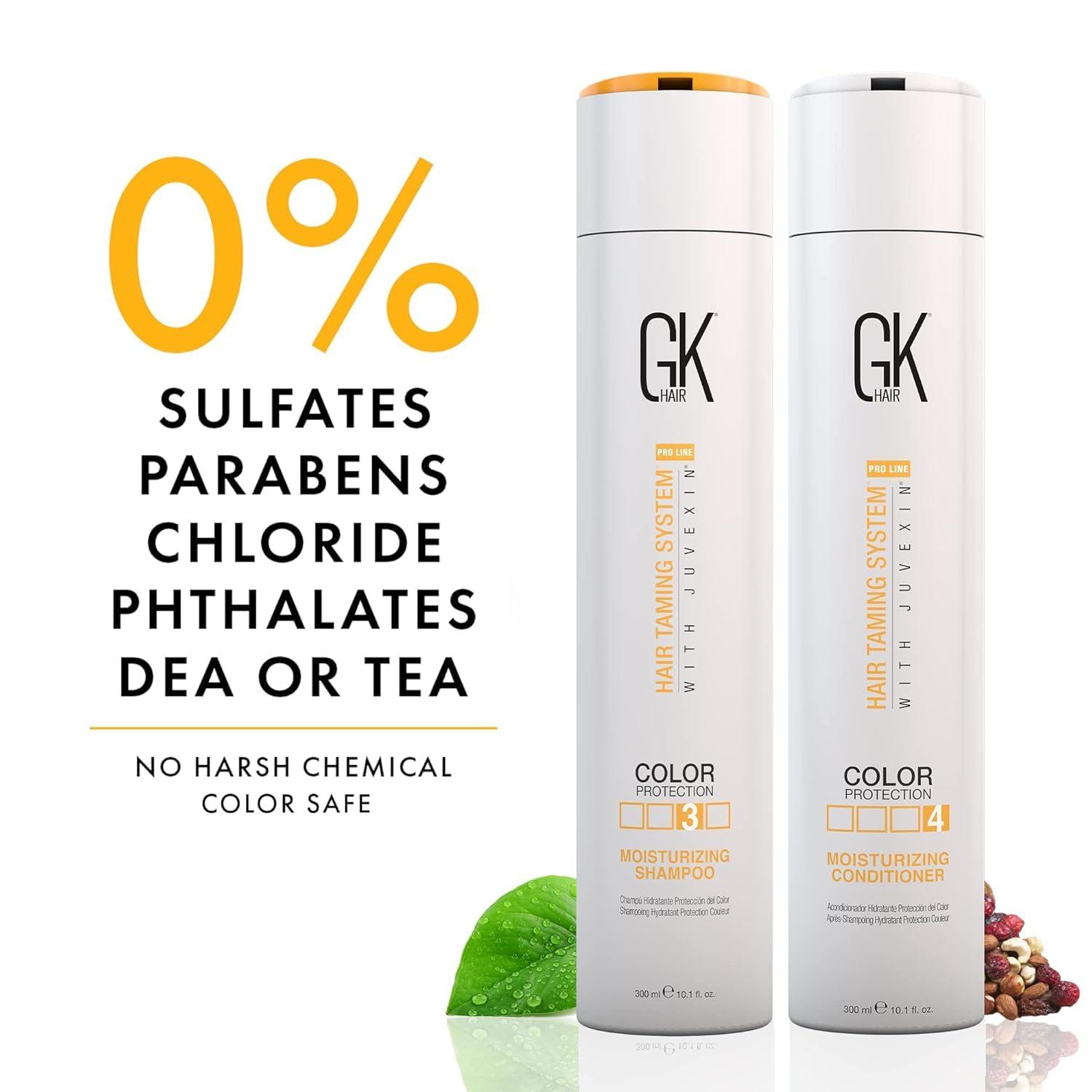 image:imageGlobal Keratin GK Hair Moisturizing Shampoo and Conditioner Set 300ml I Organic Argan Oil Hair Serum 50ml For Frizz Control Dry Damage Hair Repair I Vent Brush 3 Inch Rubber Handle