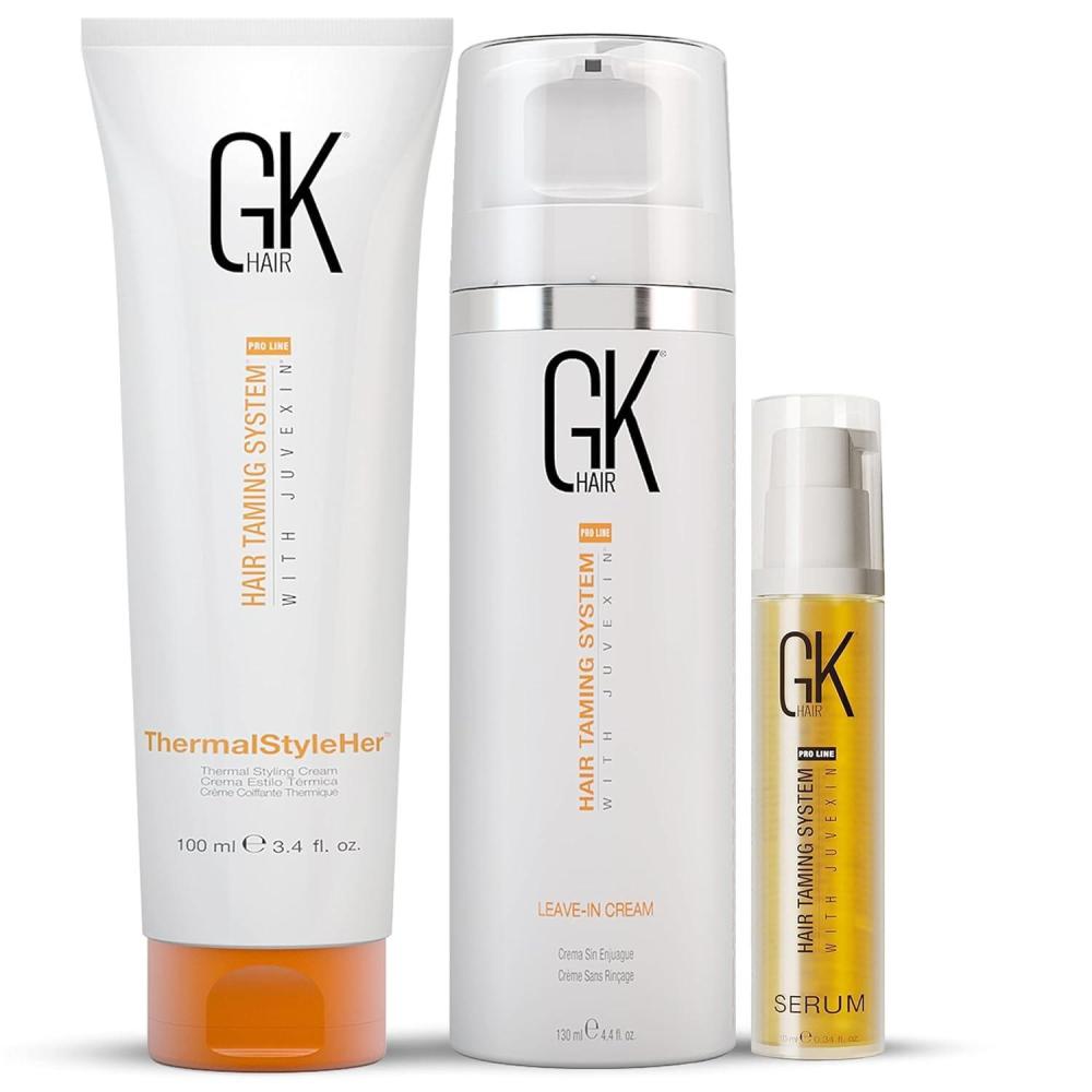 image:imageGK HAIR Global Keratin 3 Piece Set ThermalStyleHer 100ml34oz Leavein Conditioner Cream130ml Serum10ml for revitalize straight wavy curly coiled and tightly coiled hairs