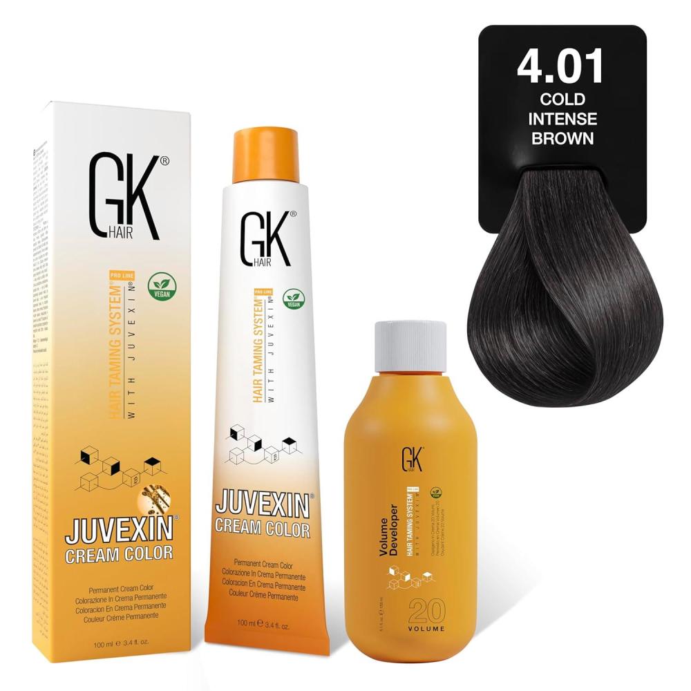 image:imageGK HAIR Global Keratin Cold Naturals 601 Cold Dark Blonde Hair Color Cream Tube 34 Fl Oz100ml 20 Volume Developer 5 Fl Oz150ml Professional Permanent Long Lasting Toner DyeCold Naturals 401 Cold Intense Brown