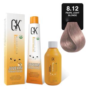 GK HAIR Global Keratin Pearl 10.12 Lightest Blonde Hair Color Cream Tube (3.4 Fl Oz/100ml) + 20 Volume Developer (5 Fl Oz/150ml) – Professional Permanent Long Lasting Toner Dye(Pearl – 8.12 Light Blonde)
