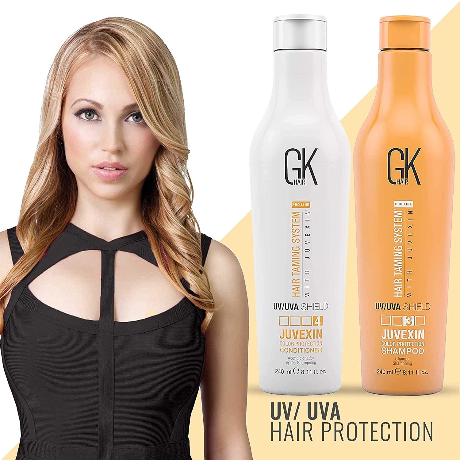 image:imageGlobal Keratin GK HAIR Shield Shampoo and Conditioner Duo 240ml 811 fl oz Organic Argan Oil Hair Serum 50ml For Frizz Control Dry Damage Hair Repair I Vent Brush 25 Inch Rubber Handle
