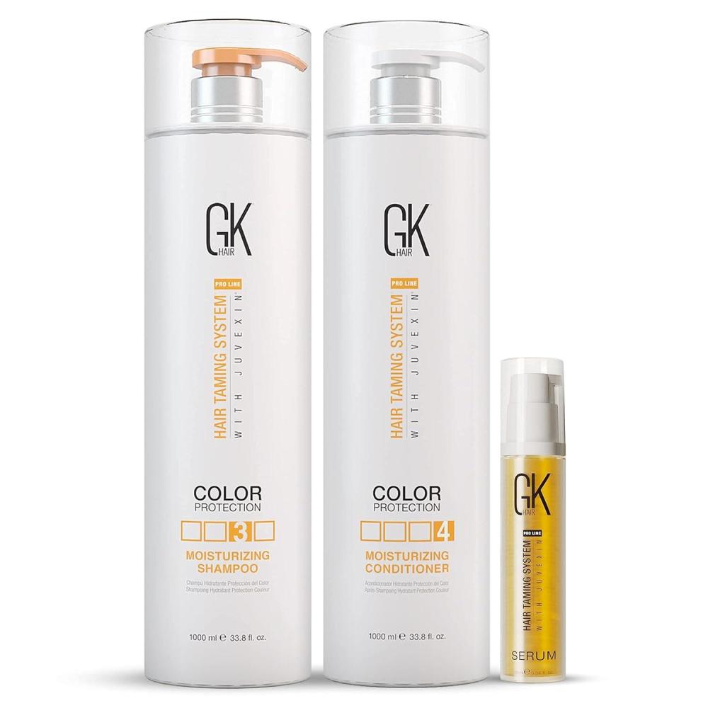 image:imageGlobal Keratin GK Hair Moisturizing Shampoo and Conditioner Set 1000ml I Organic Argan Oil Hair Serum For Frizz Control Dry Damage Hair Repair 10ml