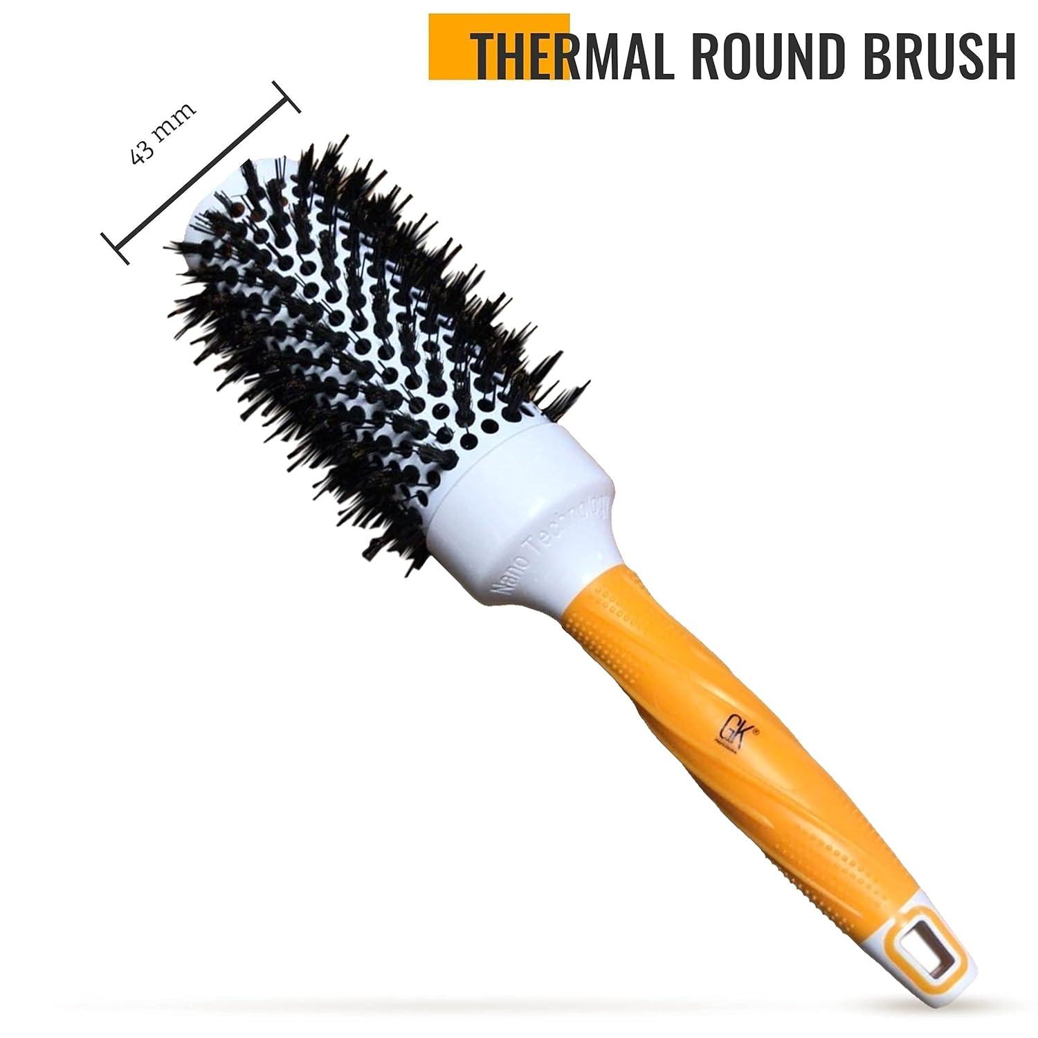 image:imageGK HAIR Global Keratin Professional Large Thermal Extra Round Brush 43mm Ceramic Coated Barrel Anti Static Frizz Control Blow Drying Styling Detangling for Long Short Curly Tangle Straight Hair Unisex