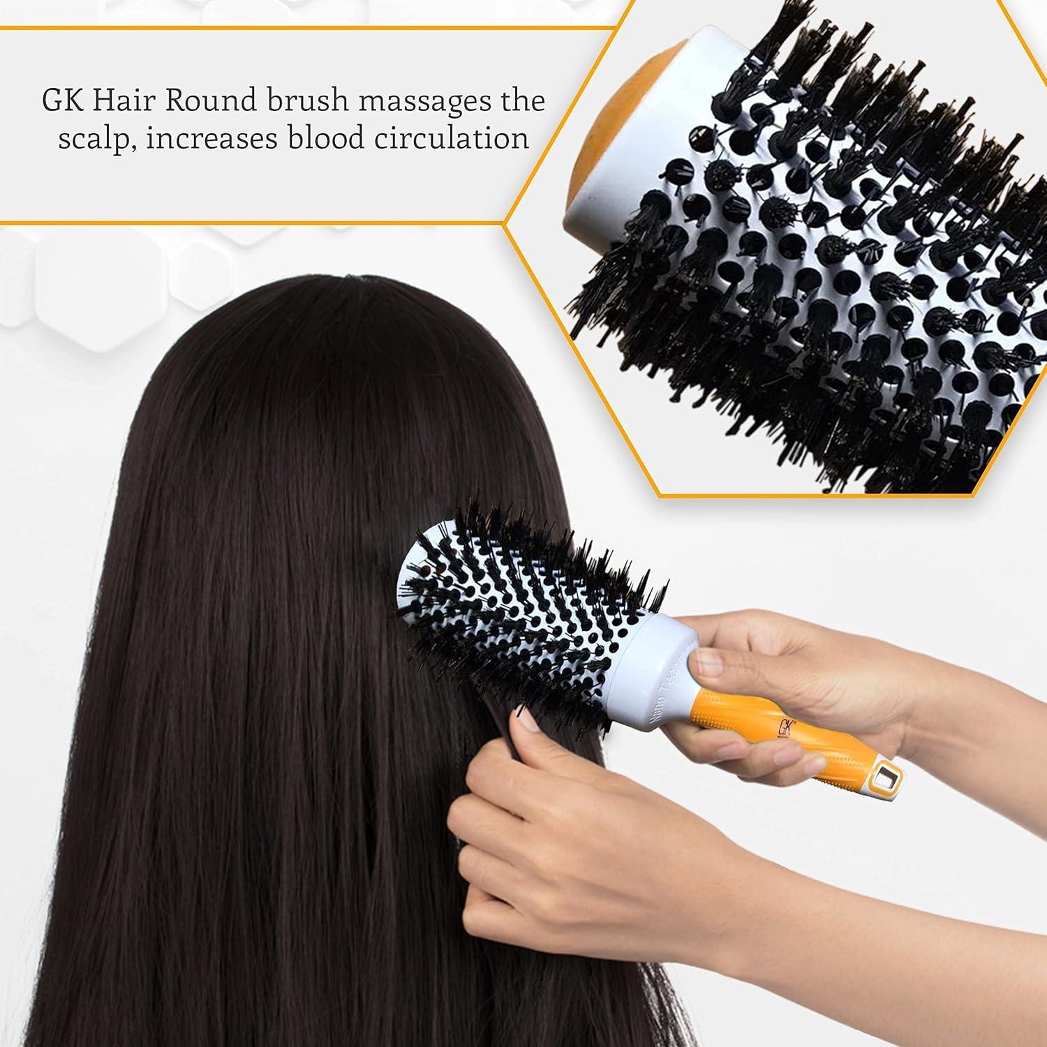 image:imageGK HAIR Global Keratin Professional Large Thermal Extra Round Brush 43mm Ceramic Coated Barrel Anti Static Frizz Control Blow Drying Styling Detangling for Long Short Curly Tangle Straight Hair Unisex