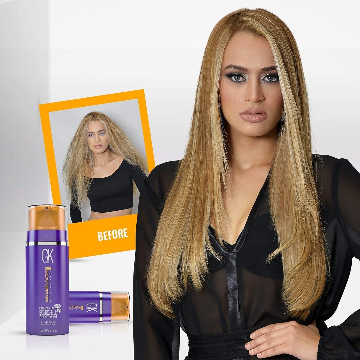 image:imageGK HAIR Global Keratin Leave In Bombshell Cream 100ml 34 fl oz Blonde Hair Smoothing Cream And Global Keratin Ultra Blonde Bombshell Masque 200g75oz Toning Color Pigments