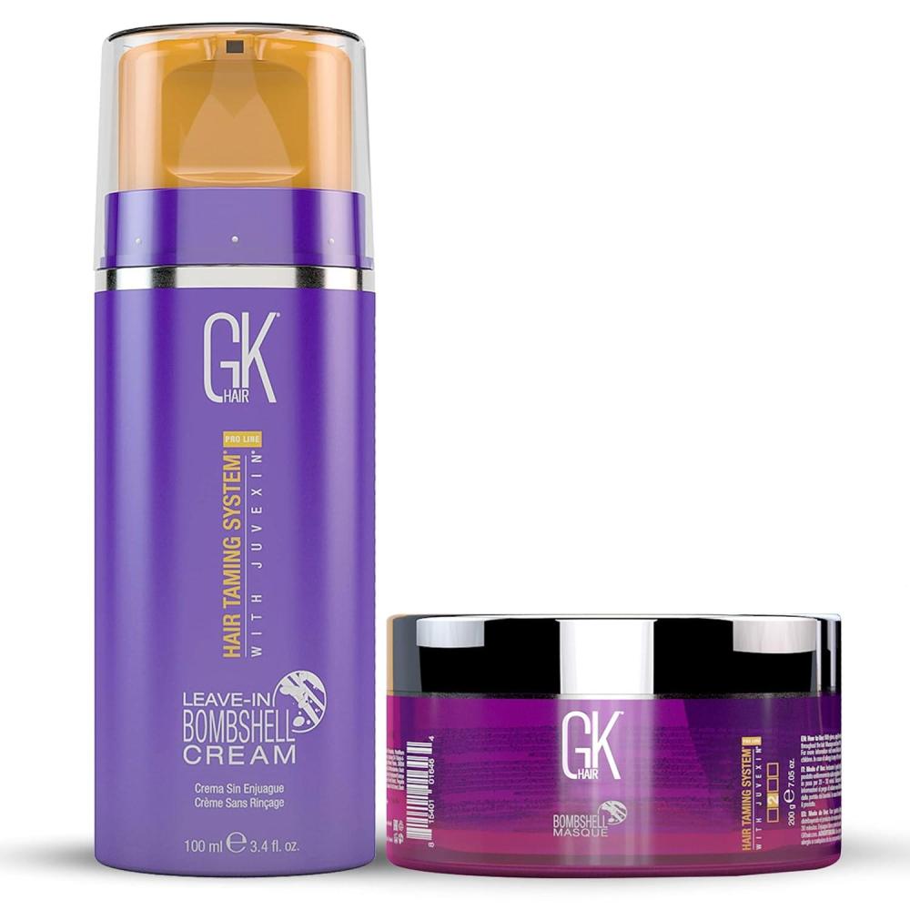 image:imageGK HAIR Global Keratin Leave In Bombshell Cream 100ml 34 fl oz Blonde Hair Smoothing Cream And Global Keratin Ultra Blonde Bombshell Masque 200g75oz Toning Color Pigments