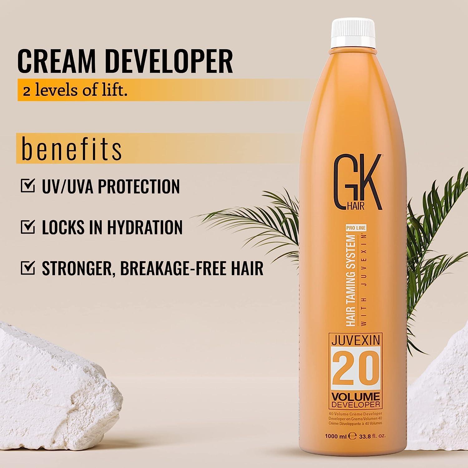 image:imageGlobal Keratin GK HAIR Professional Hair Color Cream Tube 34 Fl Oz Nourishing amp Cleansing Colors Hair Creme 20 Volume Developer 338 Fl Oz for Hair Coloring Blea