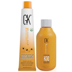 GK HAIR 4 BROWN Hair Color Cream Tube 3.4 Fl Oz + 20 Volume Developer 5 Fl Oz – Professional Permanent Long Lasting Toner Dye