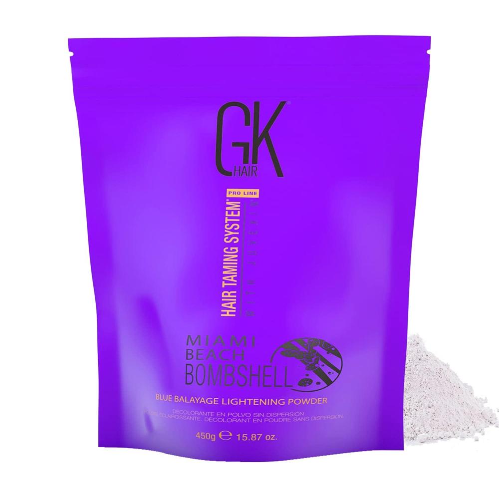 image:imageGK HAIR Global Keratin Miami Beach Bombshell Blue Balayage Lightening Powder 450g Taming Blonde Purple Treatment Smoothing Toning Straightening Blowout Treatment Removes Yellow Orange Brassy Tones