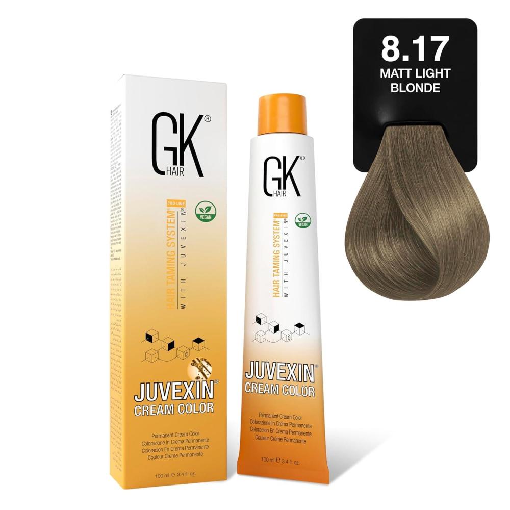 image:imageGK HAIR Juvexin Cream Color 817 Matt Light Blonde 34 Oz Multi Level Lift Hair Colour Supports Vibrant Tone Enhances Shine For Dull Hair With Ceramides Luxury Colour System